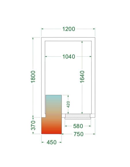 Chambre froide positive 3,48 m3 (1200 x 1600 x 2200 mm) avec monobloc de paroi