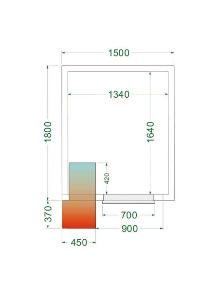 Chambre froide positive 4,48 m3 (1500 x 1800 x 2200 mm) avec monobloc de paroi