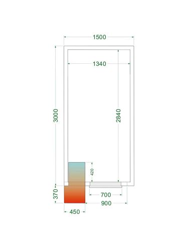 Chambre froide positive 7,76 m3 (1500 x 3000 x 2200 mm) avec monobloc de paroi