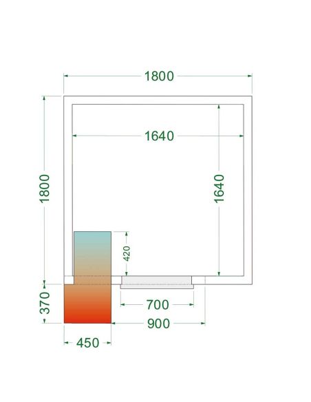 Chambre froide positive 5,49 m3 (1800 x 1800 x 2200 mm) avec monobloc de paroi