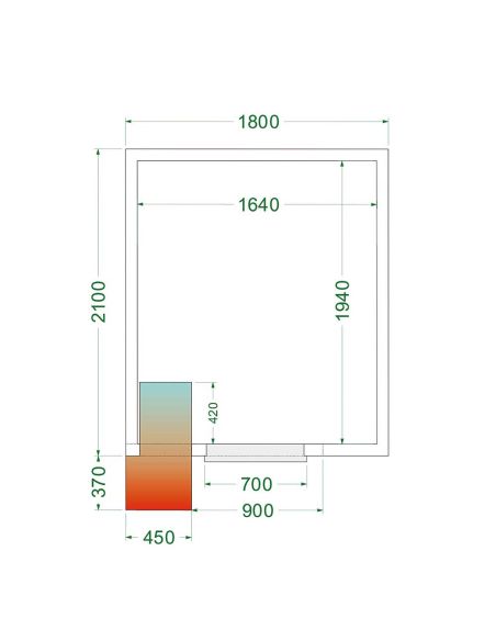 Chambre froide positive 6,49 m3 (1800 x 2100 x 2200 mm) avec monobloc de paroi