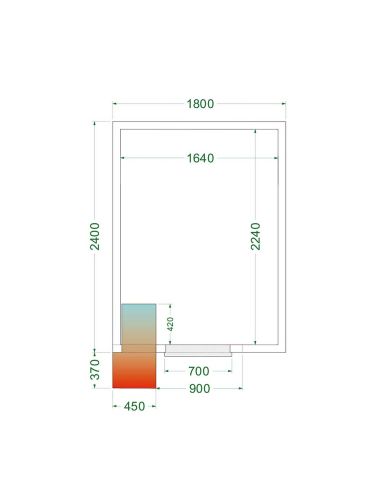 Chambre froide positive 7,49 m3 (1800 x 2400 x 2200 mm) avec monobloc de paroi