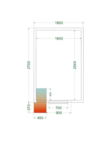 Chambre froide positive 8,5 m3 (1800 x 2700 x 2200 mm) avec monobloc de paroi