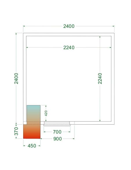 Chambre froide positive 10,24 m3 (2400 x 2400 x 2200 mm) avec monobloc de paroi