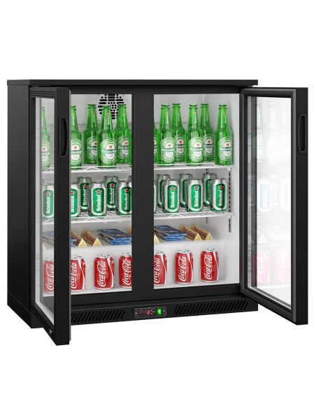 Arrière-bar réfrigéré 2 portes battantes vitrées - 220 litres | BKTG2SN