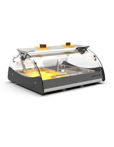 Vitrines chauffante MAXISELF- Bain Marie - 2 bacs GN 1/1 - 690 mm | Sayl Barcelona
