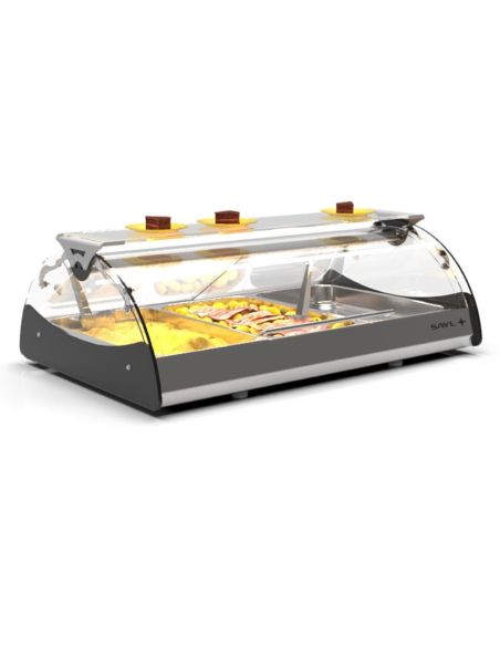 Vitrines chauffante MAXISELF - Bain Marie - 3 bacs GN 1/1 - 1020 mm | Sayl Barcelona
