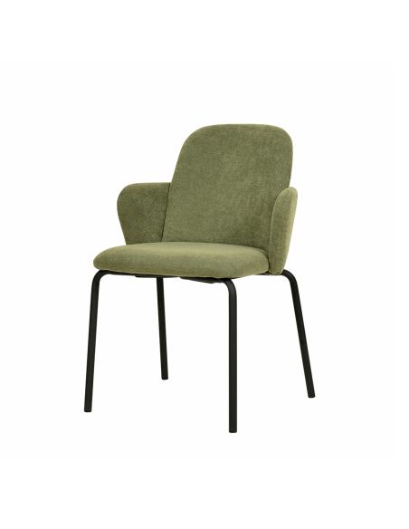 Paddy - Chaise empilable en tissu vert | Lot de 4
