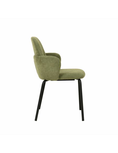 Paddy - Chaise empilable en tissu vert | Lot de 4