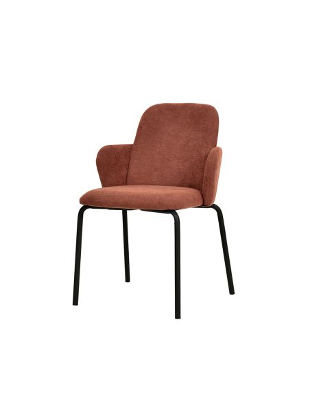 Paddy - Chaise empilable en tissu marron-rouge | Lot de 4