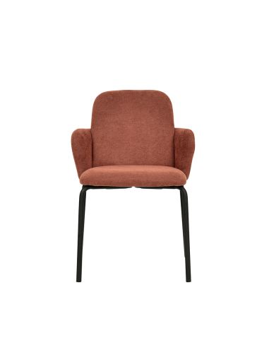 Paddy - Chaise empilable en tissu marron-rouge | Lot de 4