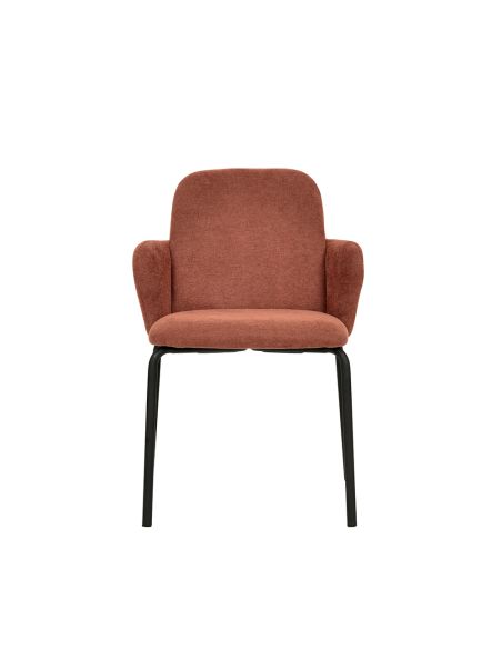 Paddy - Chaise empilable en tissu marron-rouge | Lot de 4