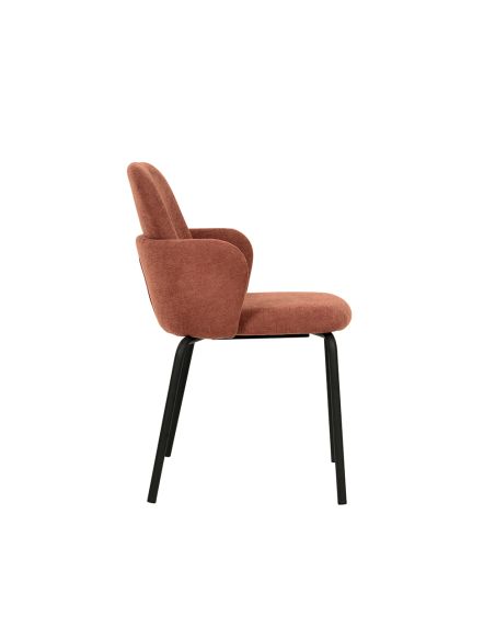 Paddy - Chaise empilable en tissu marron-rouge | Lot de 4