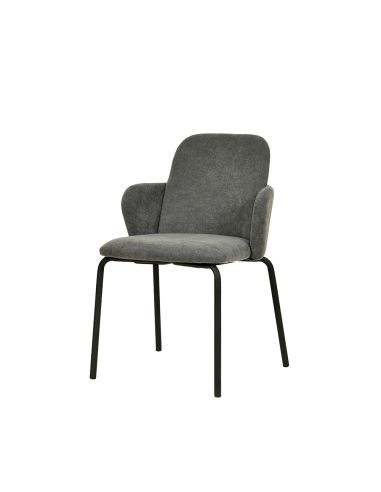 Paddy - Chaise empilable en tissu gris foncé | Lot de 4