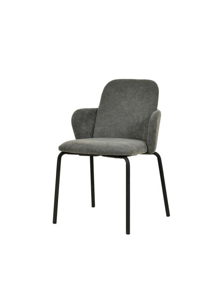 Paddy - Chaise empilable en tissu gris foncé | Lot de 4