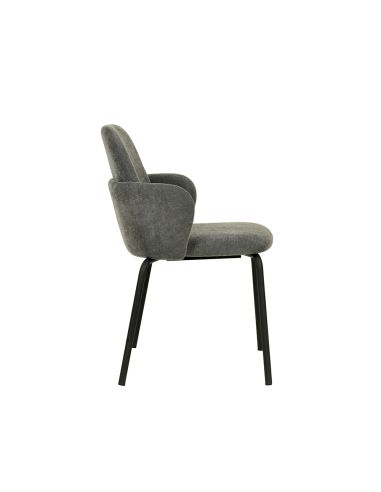 Paddy - Chaise empilable en tissu gris foncé | Lot de 4