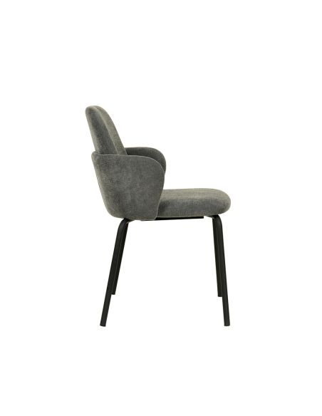 Paddy - Chaise empilable en tissu gris foncé | Lot de 4