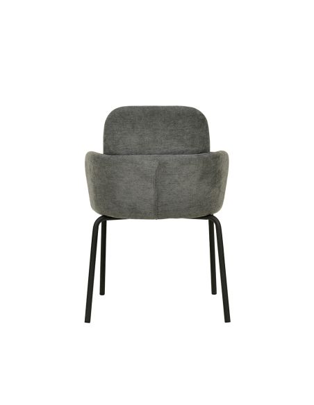 Paddy - Chaise empilable en tissu gris foncé | Lot de 4
