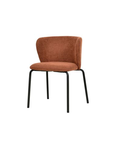 Break - Chaise empilable en tissu marron-rouge | Lot de 4