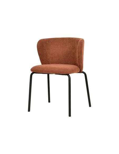 Break - Chaise empilable en tissu marron-rouge | Lot de 4