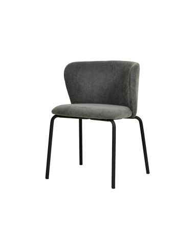 Break - Chaise empilable en tissu gris foncé | Lot de 4