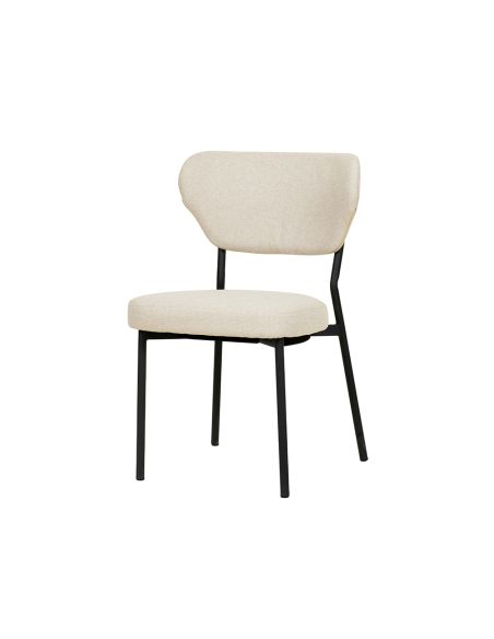 Duko - Chaise empilable en tissu beige | Lot de 4