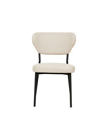 Duko - Chaise empilable en tissu beige | Lot de 4