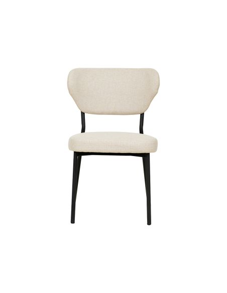 Duko - Chaise empilable en tissu beige | Lot de 4