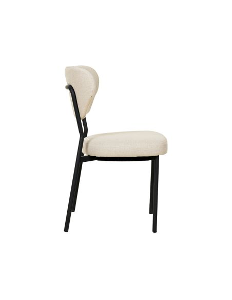 Duko - Chaise empilable en tissu beige | Lot de 4