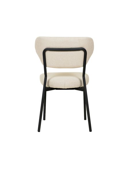 Duko - Chaise empilable en tissu beige | Lot de 4
