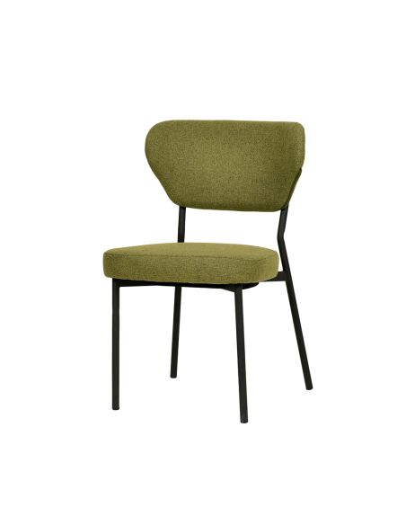Duko - Chaise empilable en tissu vert | Lot de 4