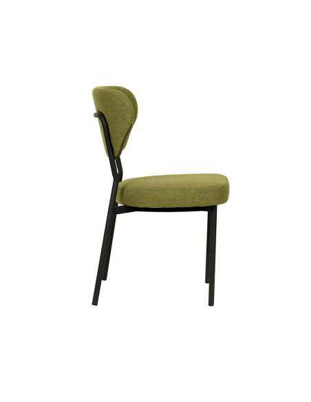 Duko - Chaise empilable en tissu vert | Lot de 4