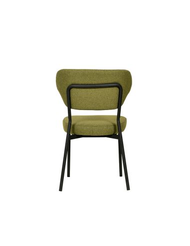 Duko - Chaise empilable en tissu vert | Lot de 4