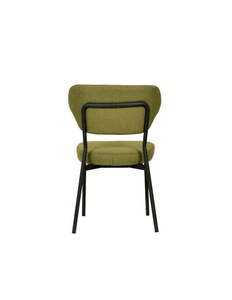 Duko - Chaise empilable en tissu vert | Lot de 4
