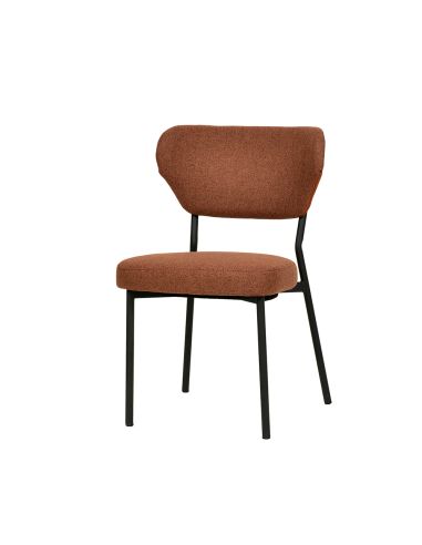 Duko - Chaise empilable en tissu bruin | Lot de 4