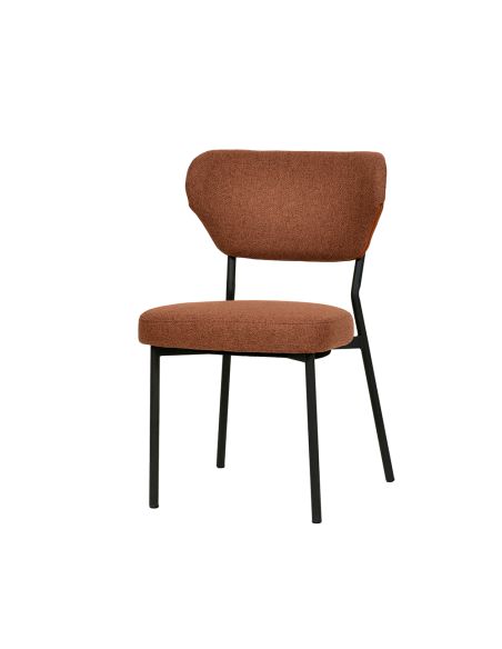 Duko - Chaise empilable en tissu bruin | Lot de 4