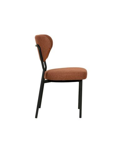 Duko - Chaise empilable en tissu bruin | Lot de 4
