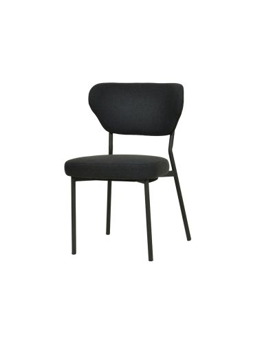 Duko - Chaise empilable en tissu noir | Lot de 4