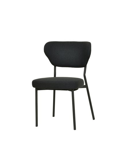 Duko - Chaise empilable en tissu noir | Lot de 4