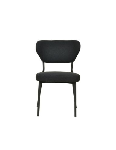 Duko - Chaise empilable en tissu noir | Lot de 4