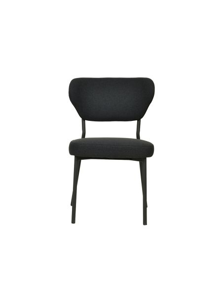Duko - Chaise empilable en tissu noir | Lot de 4