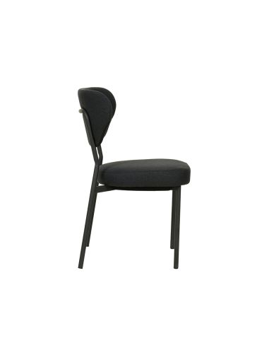 Duko - Chaise empilable en tissu noir | Lot de 4