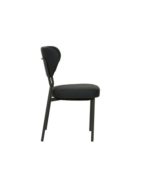 Duko - Chaise empilable en tissu noir | Lot de 4