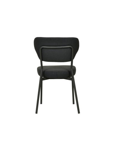 Duko - Chaise empilable en tissu noir | Lot de 4