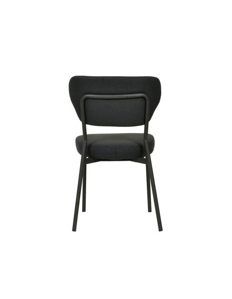 Duko - Chaise empilable en tissu noir | Lot de 4