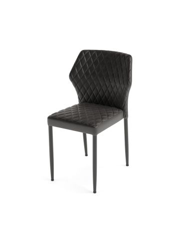 Louis - Chaise empilable en simili cuir noir | Lot de 4