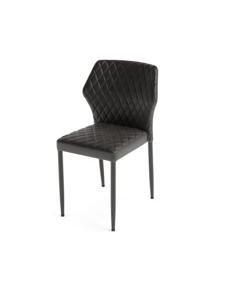 Louis - Chaise empilable en simili cuir noir | Lot de 4