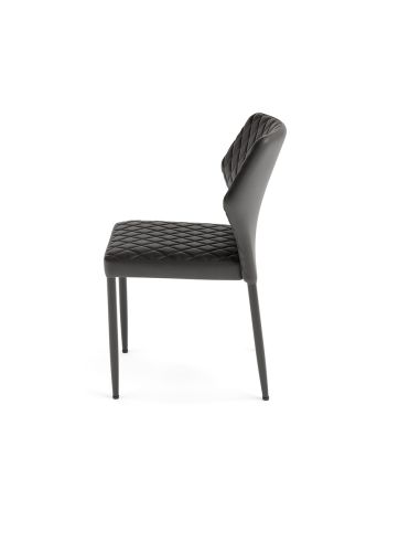 Louis - Chaise empilable en simili cuir noir | Lot de 4
