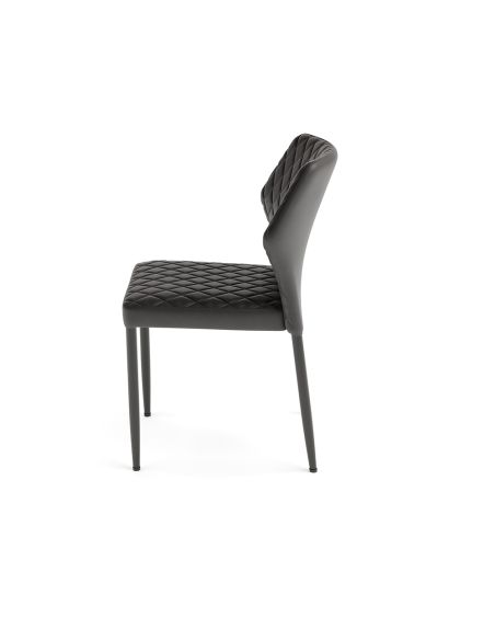 Louis - Chaise empilable en simili cuir noir | Lot de 4