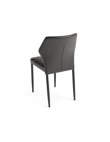 Louis - Chaise empilable en simili cuir noir | Lot de 4